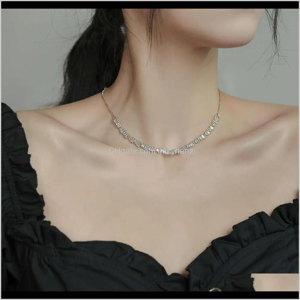 pendants fashion necklace advanced feeling net red temperament clavicle micro inlaid zircon short chain neck jewelry