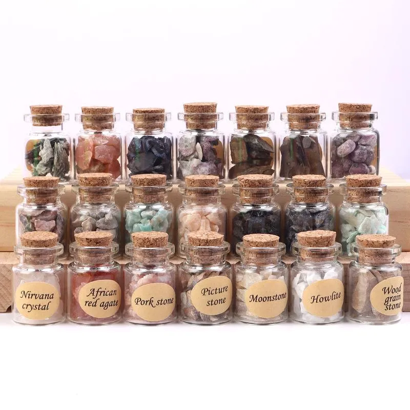 Decorative Objects & Figurines 80pcs/set Natural Crystal Gravel Rough Stone Healing Reiki Minerals Specimen Wishing Bottle Collection Home D