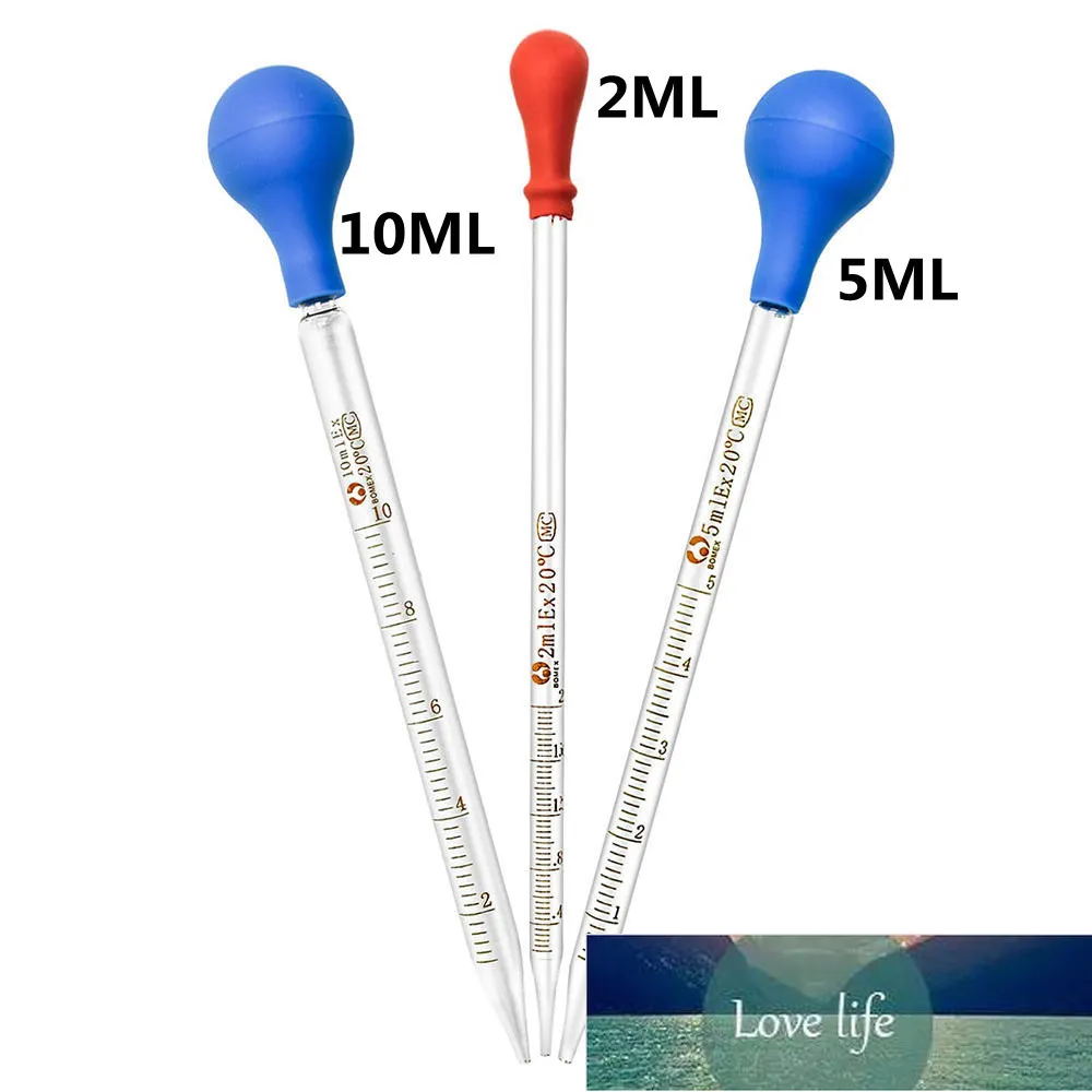 Bouteilles d'emballage 3 pièces 10/5/2ml Pipettes graduées en verre compte-gouttes de transfert pour pipettes de fluide d'huile essentielle liquide à pointe