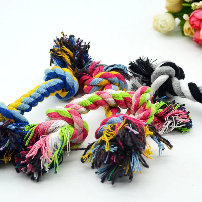 Pets dogs pet supplies Pet Dog Puppy Cotton Chew Knot Toy Durable Braided Bone Rope 17CM Funny Tool