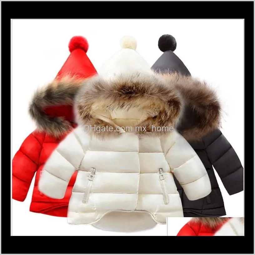 Ålder 17 år Baby Girls Winter Warm Down Coats Barn Fur Hooded Jacket Kids Bomull Coat Outwear B8QCI MNBTX