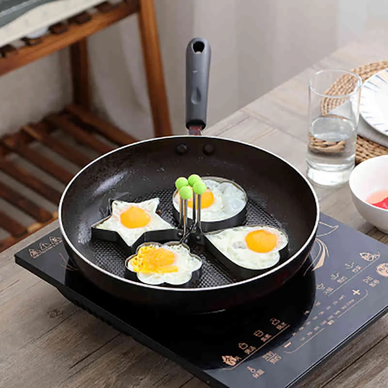 5pcs diy omelette mold egg ring pancake creative stainless steel