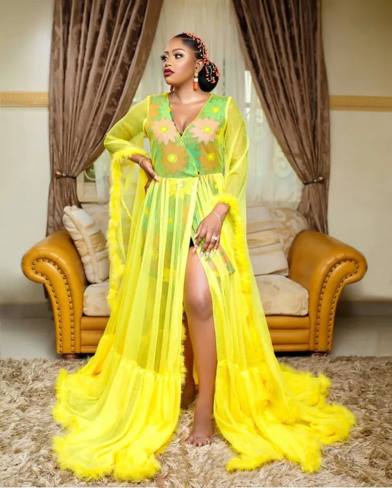 Yellow Ruffy Plus Size Maternity Bridal Sleepwear Dress For Photoshoots,  Baby Showers, And Nighttime 2021 Lingerie Bathrobe From Manweisi, $78.2