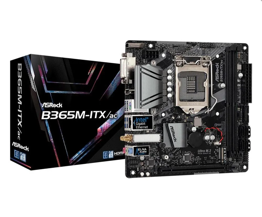 ASRock B365M-ITX/ac pour Intel LGA 1151 Socket SATA 6 Gb/s Interface Ultra M.2 USB 3.1 DDR4 Mini carte mère de bureau ITX