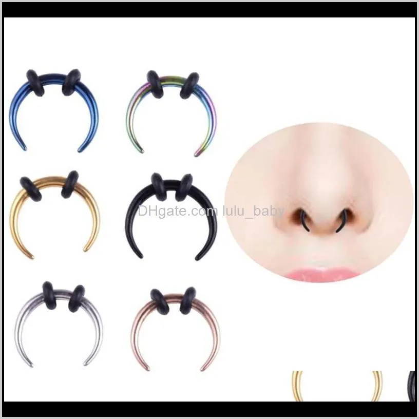 Studs Drop Leverans 2021 Partihandel Stud Hoop Septum Clicker Ring Nose Clip Rings Body Piercing Smycken Lzmke
