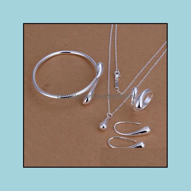Hot sale women`s sterling silver jewelry sets 6 sets a lot mixed style EMS61,fashion 925 silver Necklace Bracelet Earring Ring jewelry