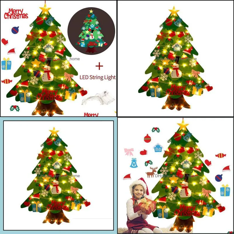 Christmas decoration tree felt and LED lights family decorations new year Santa Claus children`s gifts J0903