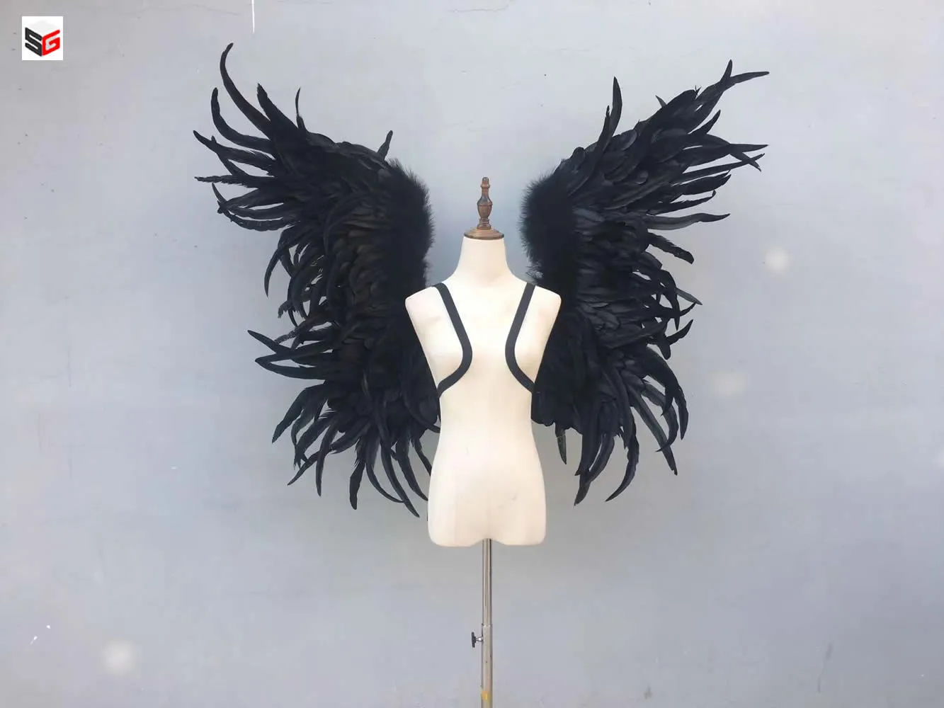 Dans Bakgrund Vägginredning Stora Black Feather Angel Wings Halloween Devil Kostym Serie Creative Photo Props ca 100 * 130cm