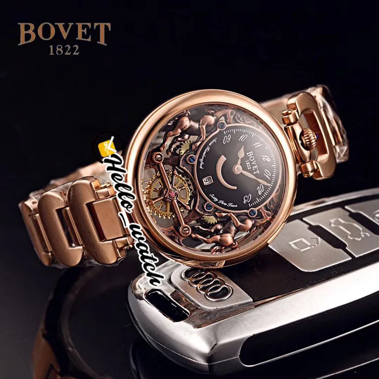 40 Mm Bovet 1822 Tourbillon Amadeo Fleurie Uhren Quarz Herrenuhr Schwarzes Skelettzifferblatt Rosegold Stahlarmband HWBT Hello Watch Von 119 69 DHgate