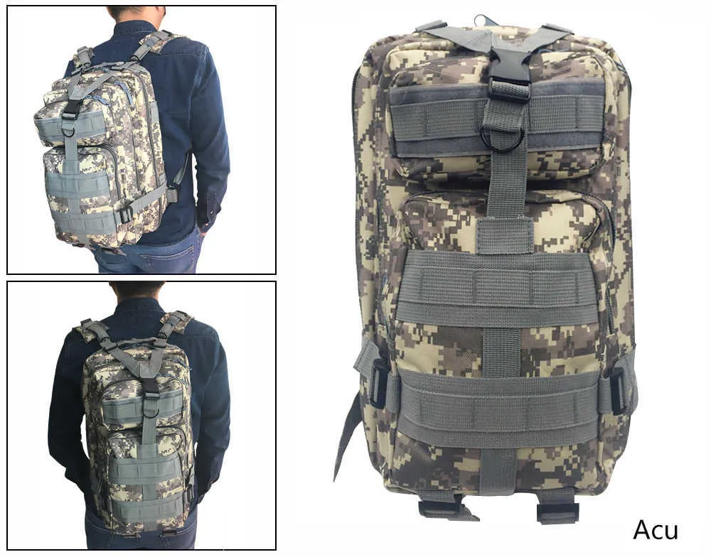 Sport Camping 30l Mężczyźni Kobiety Torba Wycieczki Camping Podróżujący Trekking Wojskowy Tactical Plecak Kamuflaż Plecaki