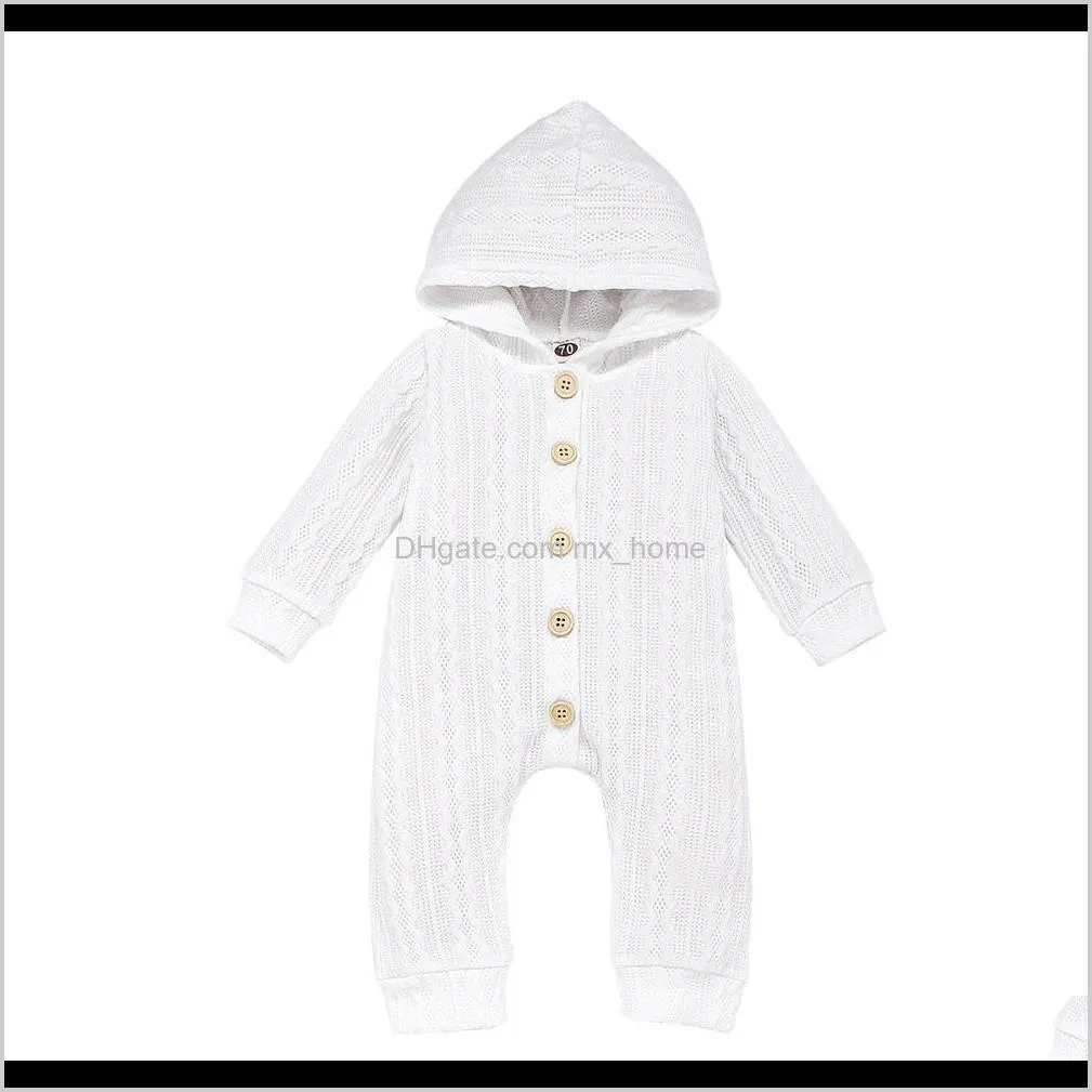 kids baby girl boy clothes knitted hoodie button romper jumpsuit overall outfit