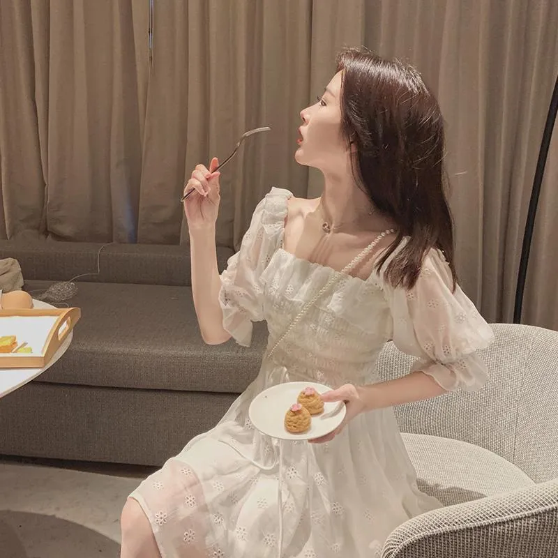 Elegant White Puff Sleeve Dress: Korean Style Lace Chiffon Fairy Dress - Shop Now! from Dhgate Basic & Casual Dresses - price 44.96 Elegant White Puff Sleeve Dress: Korean Style Lace Chiffon Fairy Dress - Shop Now! from Dhgate Basic & Casual Dresses - price 44.96