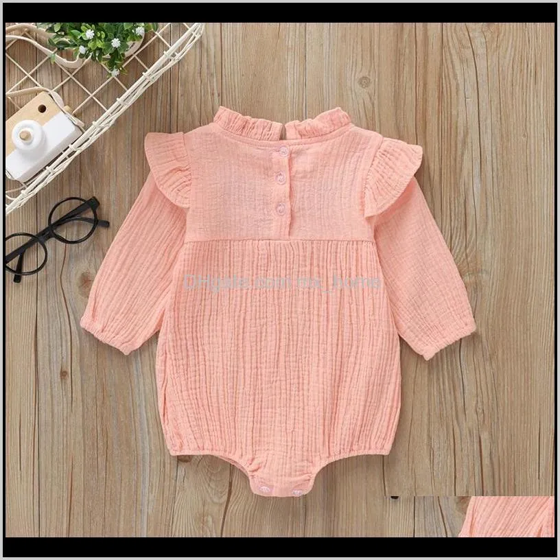 girls rompers solid lace 5 colors flower embroidery lace ruffle solid jumpsuit single breasted kids jumpsuit girls outfits 0-3t