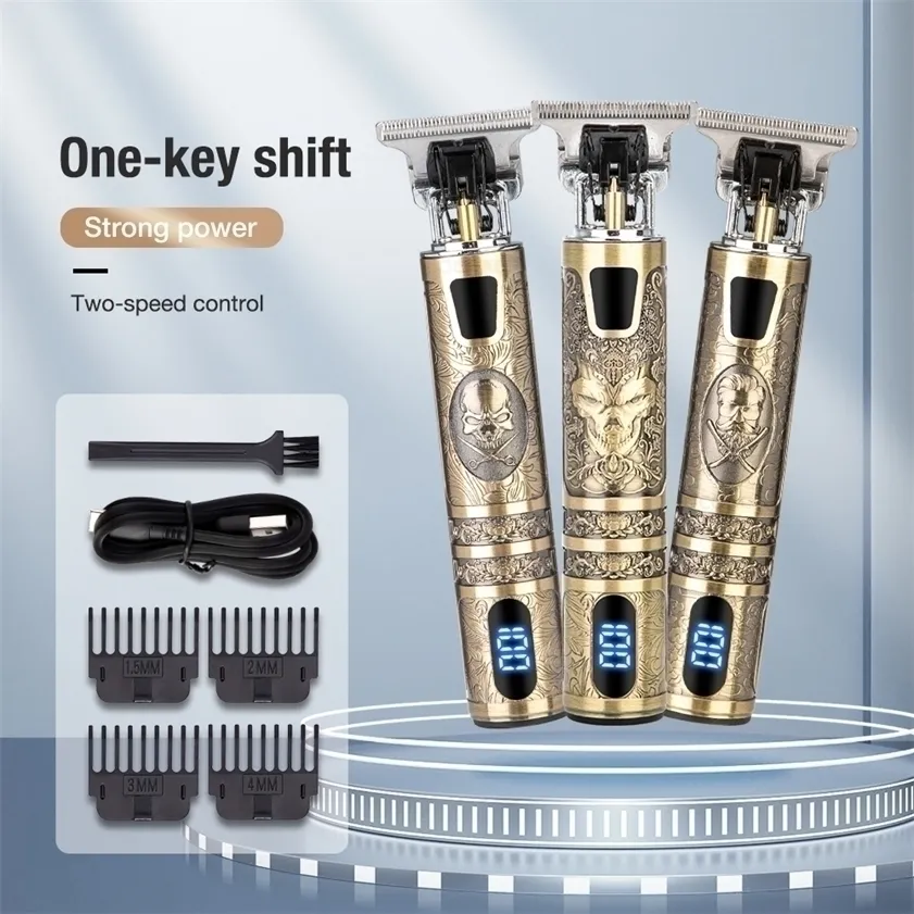 Электрический автомат для стрижки волос для мужчин Профессиональный триммер набор USB беспроводной парикмахерской Beard бритва 0 мм 220216