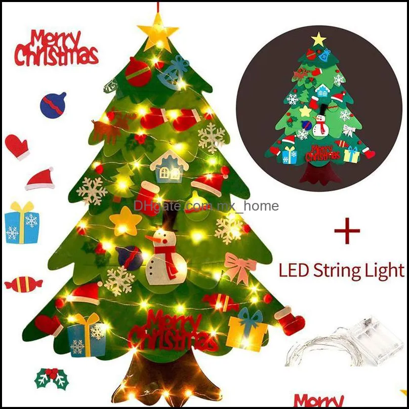 Christmas decoration tree felt and LED lights family decorations new year Santa Claus children`s gifts J0903