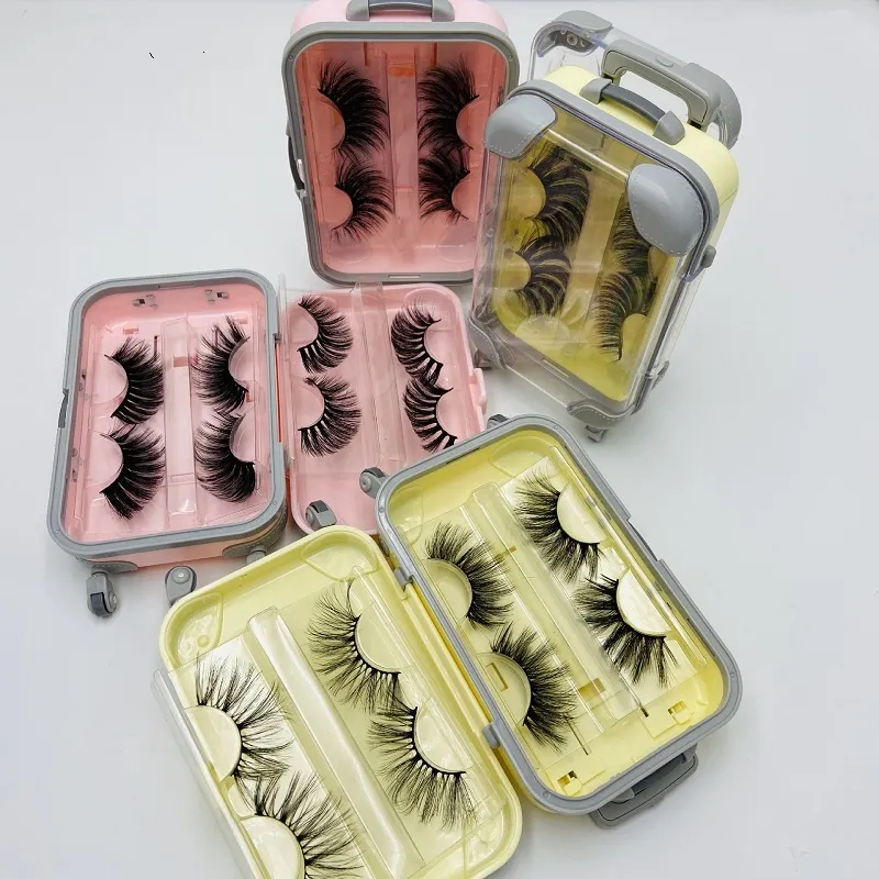 Yeni Bagaj Paketi 2 Pairs Yanlış Kirpikler Bavul 25mm Faux Vizon Lashes Kalın Tam Şerit Lashes Uzatma 16 Stilleri HOPE12