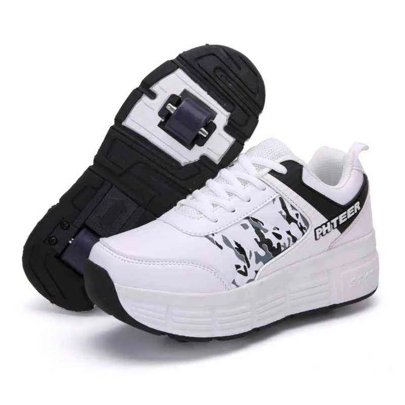 Çocuklar için tekerlekli paten ayakkabı erkek kız tekerlekler sneakers ile çift tekerlekler çocuk erkek kız rulo sneakers tenis ayakkabı G0114