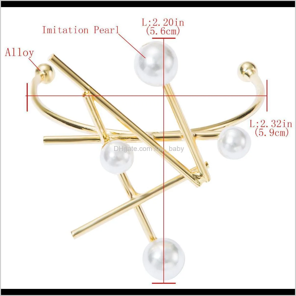 creative exaggeration abstract alloy inlaid pearl geometric bracelet female fashion personalized open bracelet