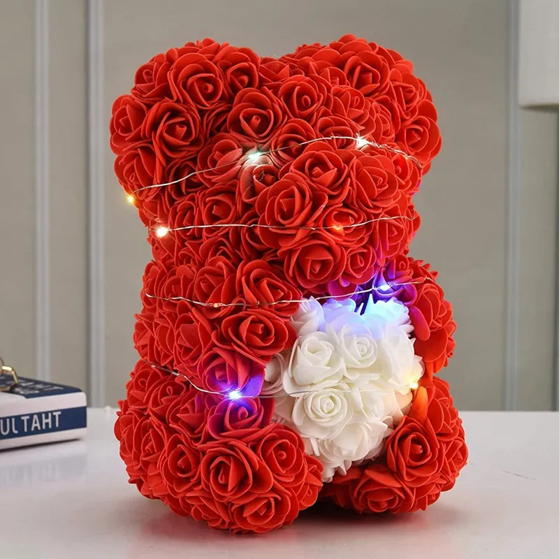 25cm Led Lighted Bear Rose Flower Valentine Day Gifts Party Decoration Love Children`s days Teacher`s day New year Gift Free DHL HH21-873