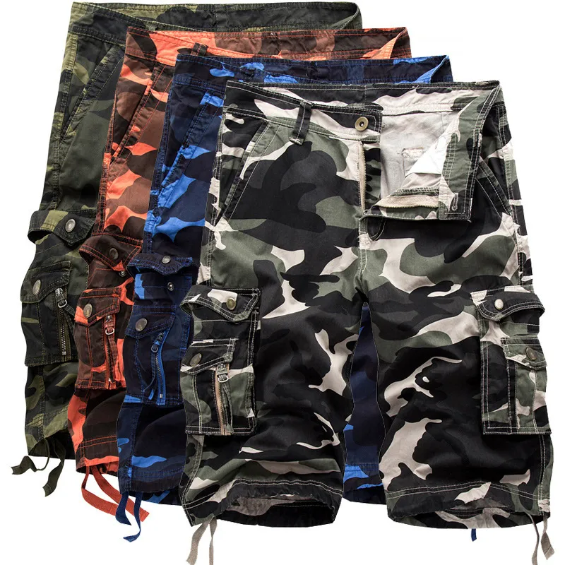 Zomer heren casual trouiers strand camouflage cargo shorts mannelijke losse werk man militaire korte broek oversize 29-40