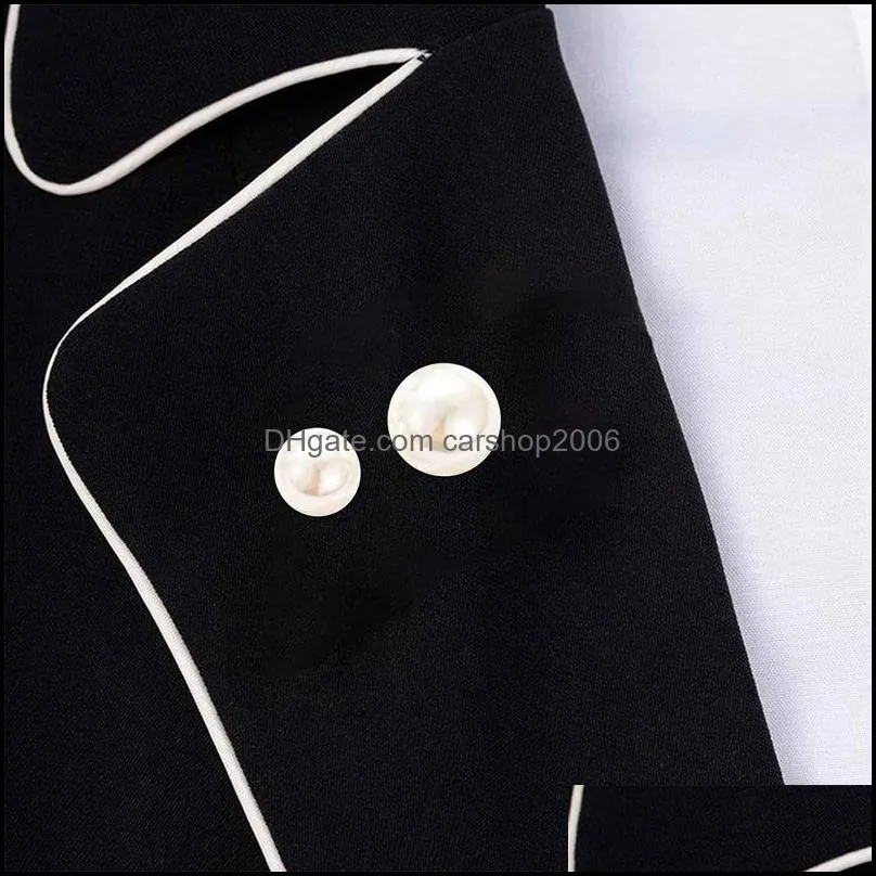 Pins, Brooches Trendy Causal Simulated-pearl Brooch Women Lapel Anti-Glare Safety One Word Pin