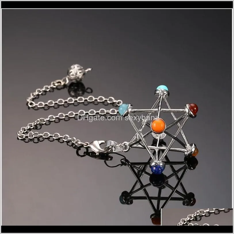 natural stones merkaba star pendulum for dowsing reiki chakra healing quartz crystal pendant necklace sacred geometry qylucc