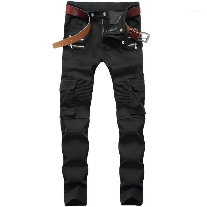 Herren Jeans Herren Skinny Designer Schwarz Slim Fit Moto Biker Herren Denim Hosen Hip Hop Steetwear 1622#1