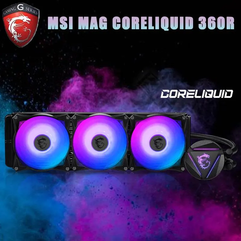 Водяное охлаждение MSI MAG Coreliquid 240R 360R RGB Охладитель Вентилятор поддержки AMD Intel CPU материнская плата ARGB 120 × 120 × 25 мм Вентиляторы Охлаждения