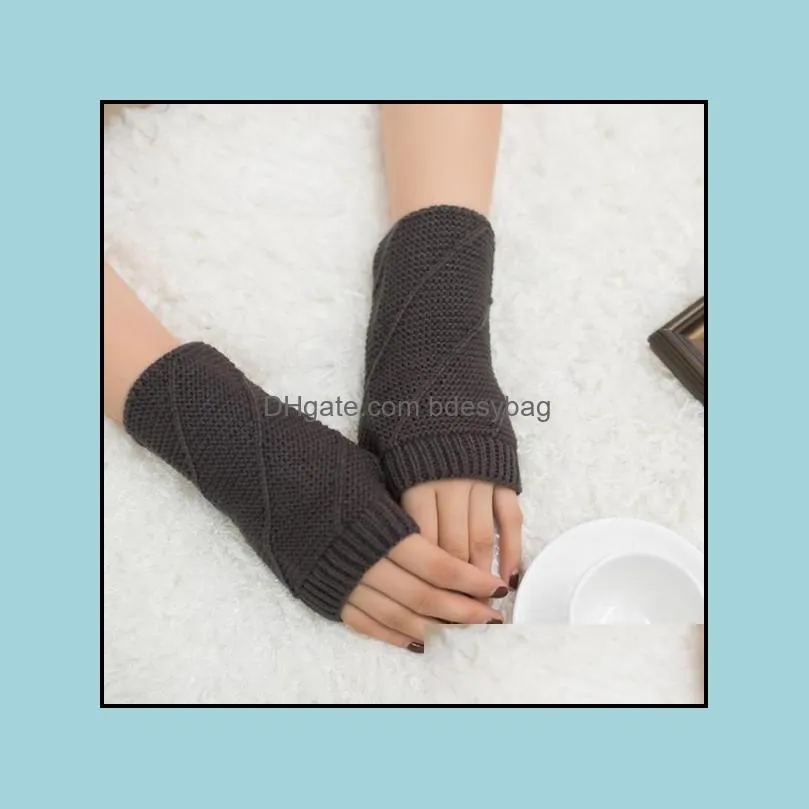 2020 Women Stylish Hand Warmer Winter Gloves Arm Crochet Girl Knitting Faux Mitten Warm Fingerless Glove Femme