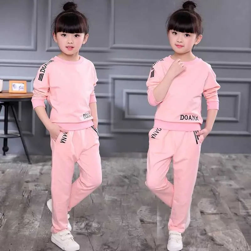 Autumn Winter Girls Long Sleeve Shirt And Pants Suit Set For Kids