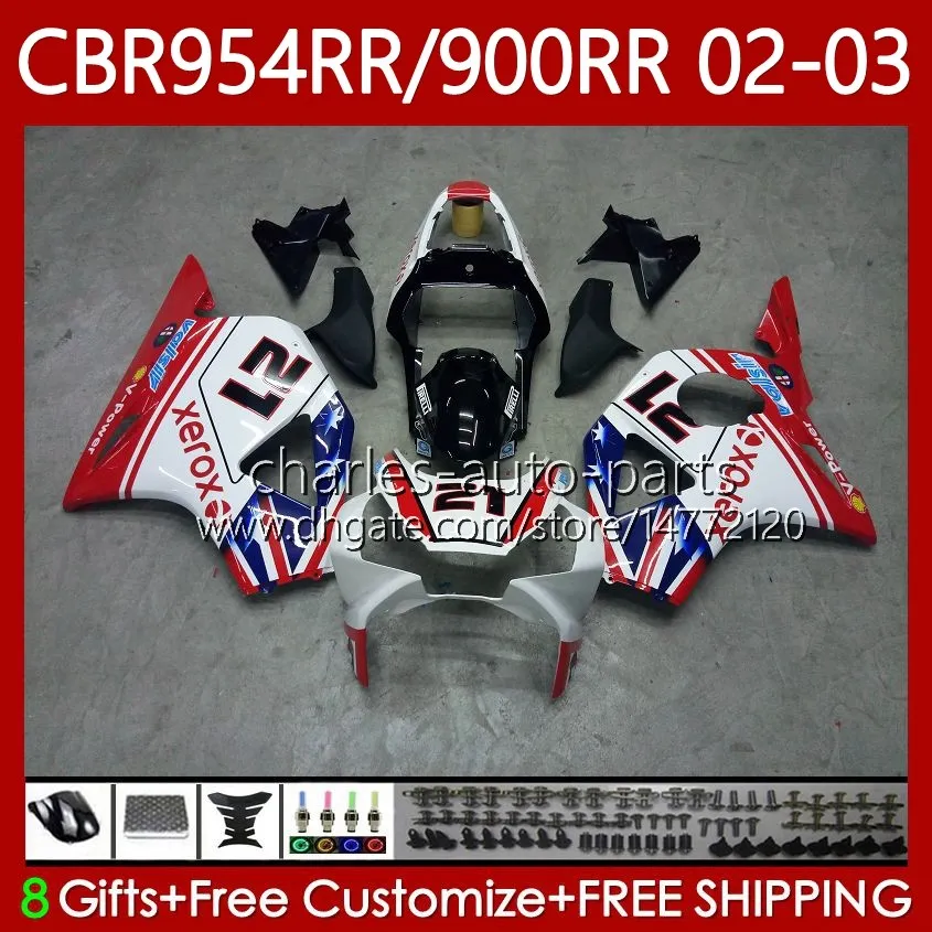 Bodywork Kit For HONDA CBR900 CBR954 RR CBR 954 900 RR CC 2002-2003 Body 61No.173 CBR954RR CBR 900RR 954RR 900CC 02 03 CBR900RR CBR954-RR 2002 2003 Fairings glossy red blk