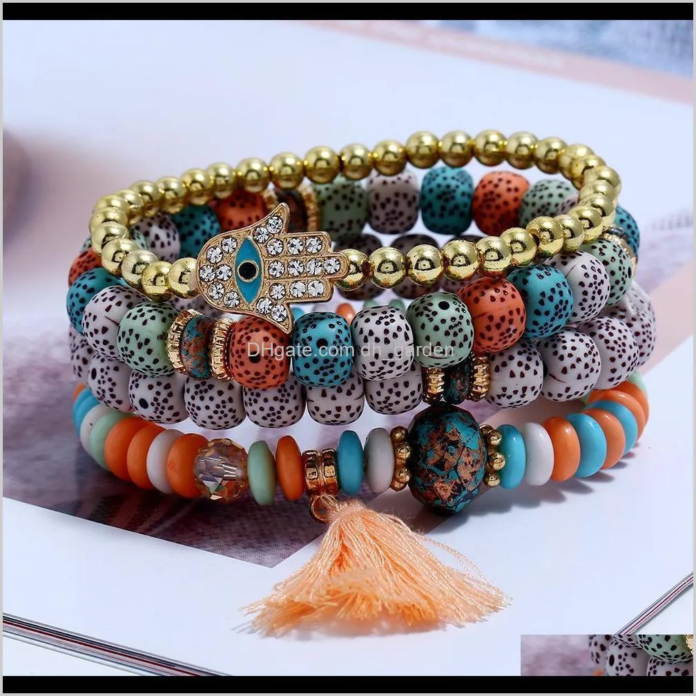 Bangle Bracelets Jewelry Fashion Luxury Designer Cute Lovely Mti Layer Beads Bohemia Tassel Charm Bracelet For Woman Girls Drop Delivery 202