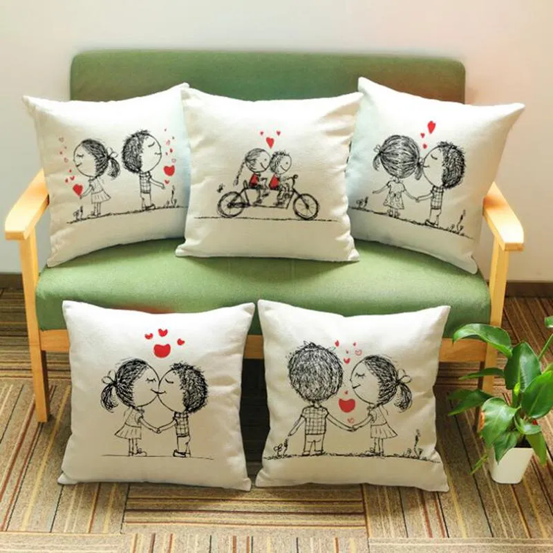 Cuscino/cuscino decorativo Custodia per coppie carine Copertura per amante romantico Decorazione per divano per la casa Regalo di San Valentino Cuscino per amore dolce