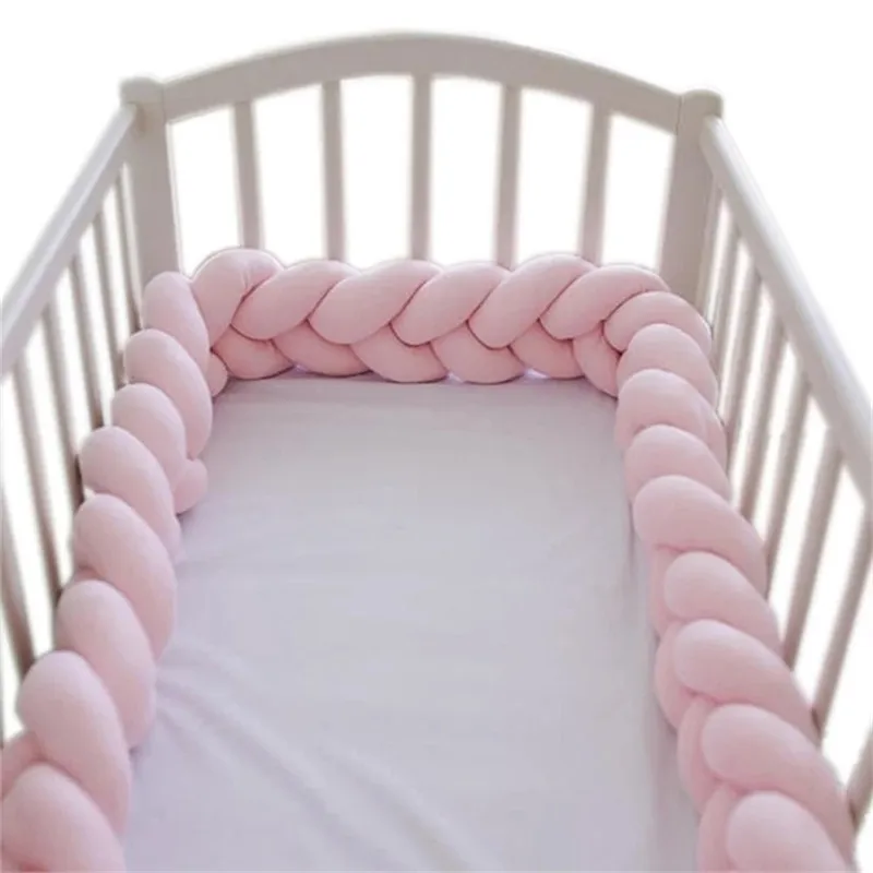 2 M/3 M Braided Twist Bed Circumference Anti-collision born Bumper Infant Knotted Protector Pure Weaving Plush Knot Crib 211025