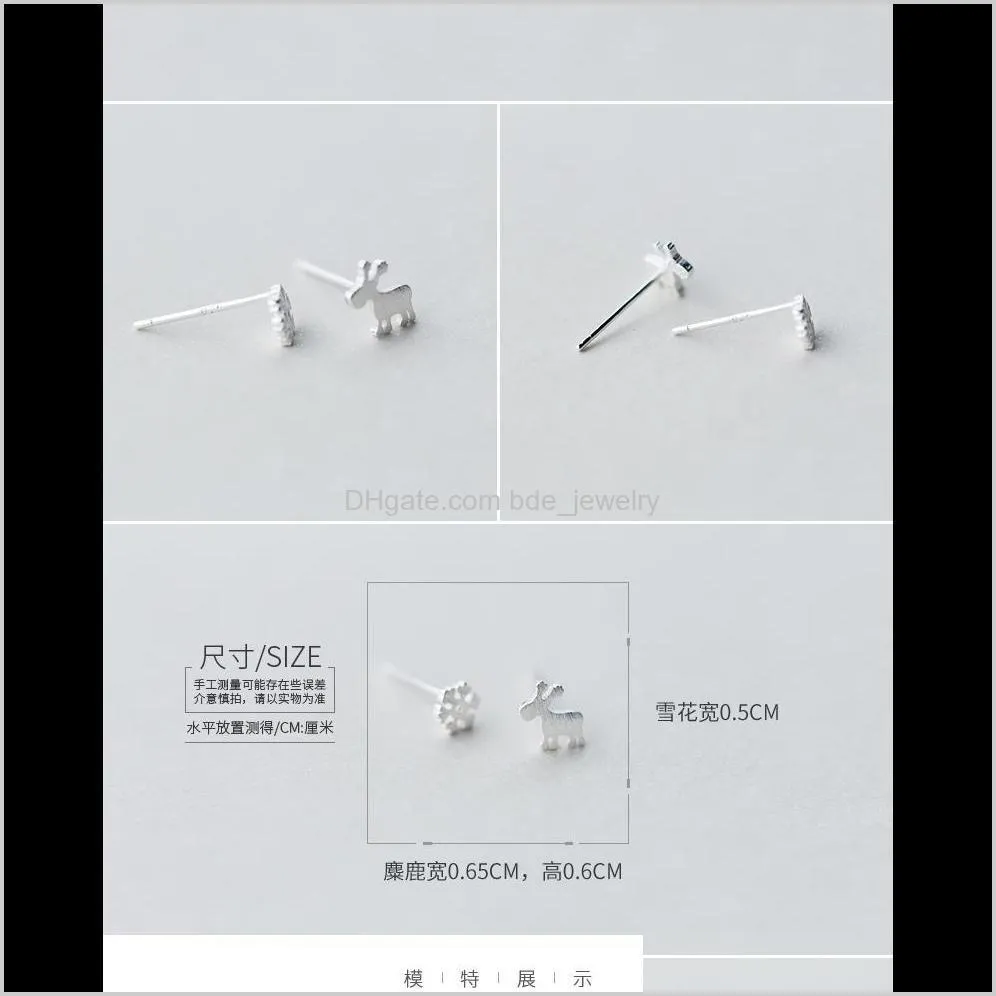 real 925 sterling silve korean version of sweet snowflakes earrings for women party cute fashion jewelry gift