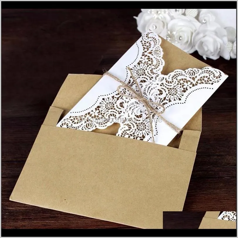50pcs wedding invitation cards kits with envelopes birthday greeting card thank you card wedding decoration party supplies