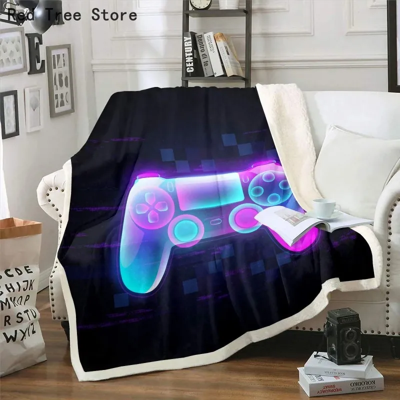 Nastolatki Gamepad Pluszowe Łóżko Koc Kołowrotka Okładka Dzieci Gra wideo Rzuć Koetki 3D Gaming Joystick Flanel Modern Gamer D-Pad