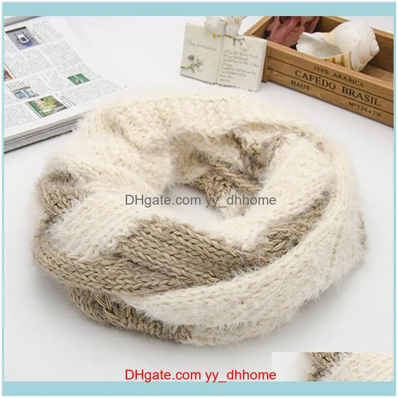 Scarves High Huality Snood Scarf Women Knitted Winter Thick Ring Soft Warm Infinity Circle Loop Scarfs Color Matching Foulard1