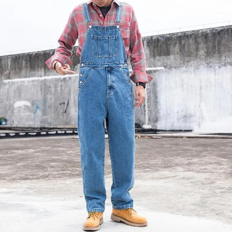 Bib Overalls For Man Suspender Pants Men Jeans Jumpsuits High Street Distressed 2022 Fashion Denim Rompers Male Plus Size W1046 Men's
