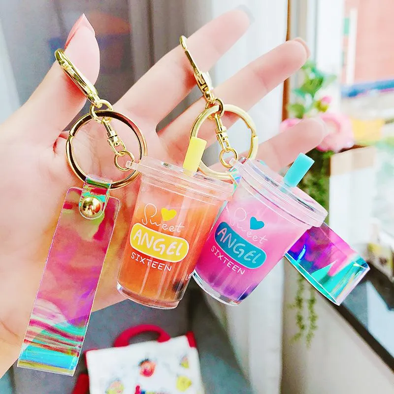 Pearl milk tea keychain Party Favor creative cute colorful net red tide language cartoon key chain student unzip toy gift