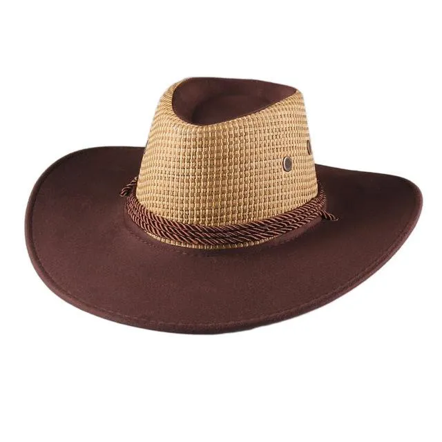 야외 와이드 브림 서쪽 카우보이 모자 남자 태양 바이저 모자 캐주얼 여행 성능 서양 모자