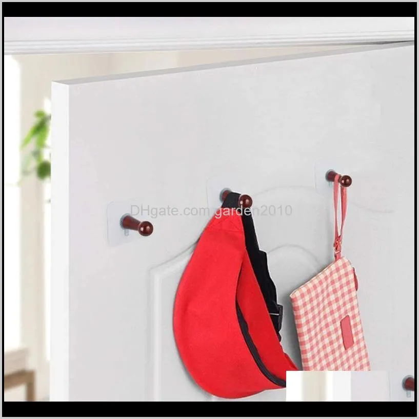 10pcs adhesive hooks hat hangers for wall self no drills wooden hanging baseball caps, coat towel