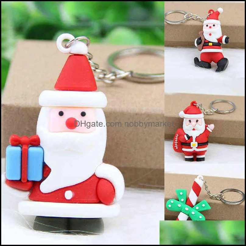 Merry Christmas Decoration Santa Claus Elk Snowman Keychain New Year 2022 Children Gift Xmas Noel