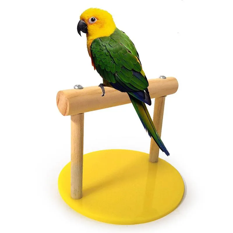 その他の鳥の供給木製のペットスタンディングおもちゃオウムスイングスイングケージウッドプレイスタンドハムスターブランチパーチSZ07