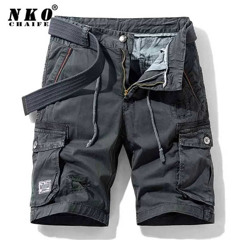 Chaifenko Summer Cotton Cargo Spodenki Mężczyźni Casual Multi Kieszonkowe Spodnie Wojskowe Luźne Wojska Tactical 210716