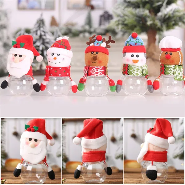 Lot De 5 Pots à Bonbons De Noël Transparents - Taille Environ 10x7x15 Cm - Matière Plastique Durable - Pour Biscuits, Chocolats, Décorations De Table
