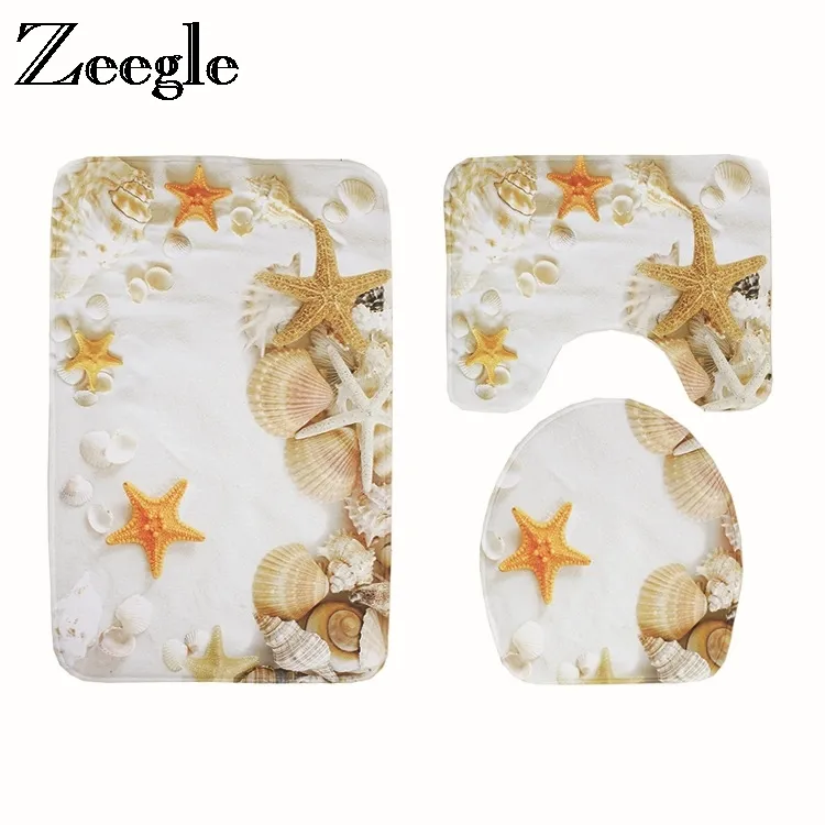 Zeegle Bathroom Mat Set 3pcs Bath Carpet Non-slip Mat For Toilet Memory Foam Bath Rugs Absorbent Bath Mat Toilet U Type Mat