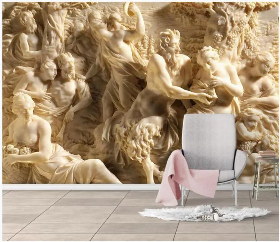 Sfondi WDBH Custom PO 3D wallpaper goffrato greco mitico figura sfondo pittura home decor soggiorno per pareti 3 d