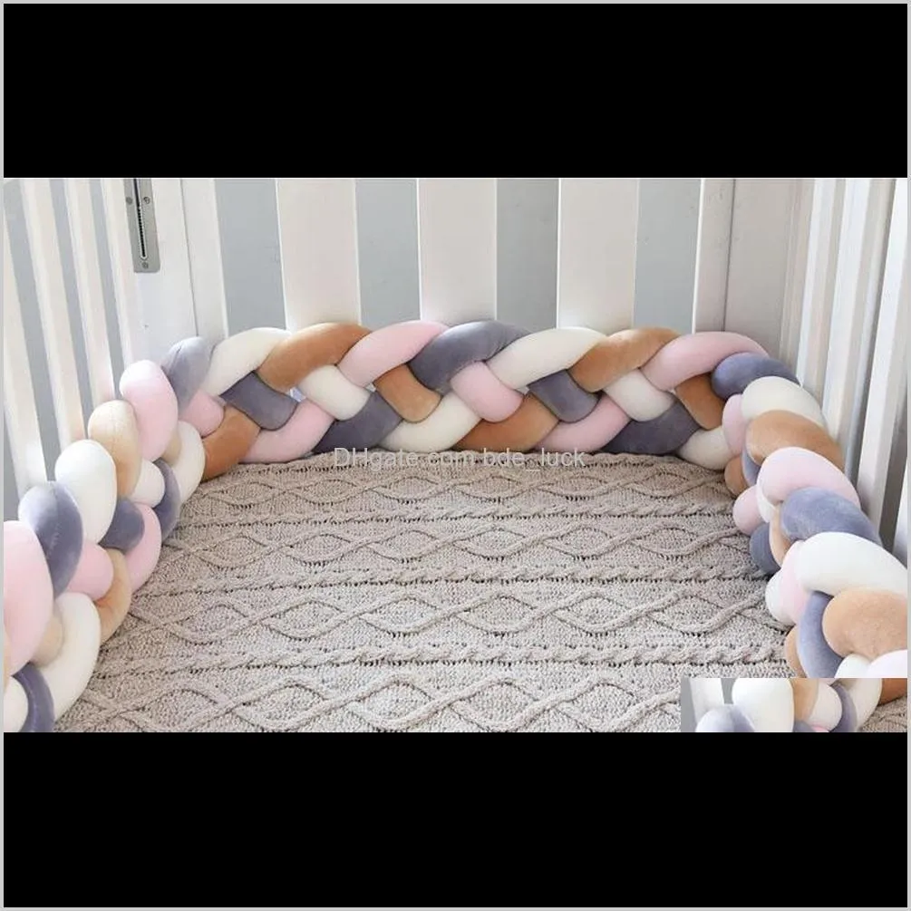 2M Baby Bed Bumper Baby Crib Protector Four Braids Bumper for Boys Girls Cotton Pillow Babe Room Decor Cot