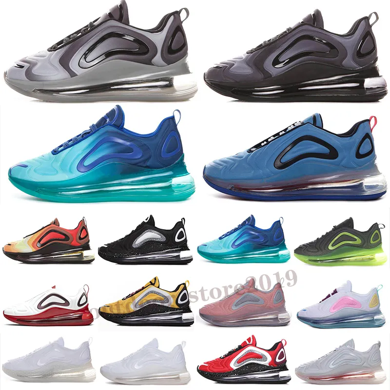 Nike Air Max 720 Sapatilhas 72c sapatos preto néon listras spirit cor cerceta luz luzes dia noite lobo cinzento homens vermelho sunrise sunrise